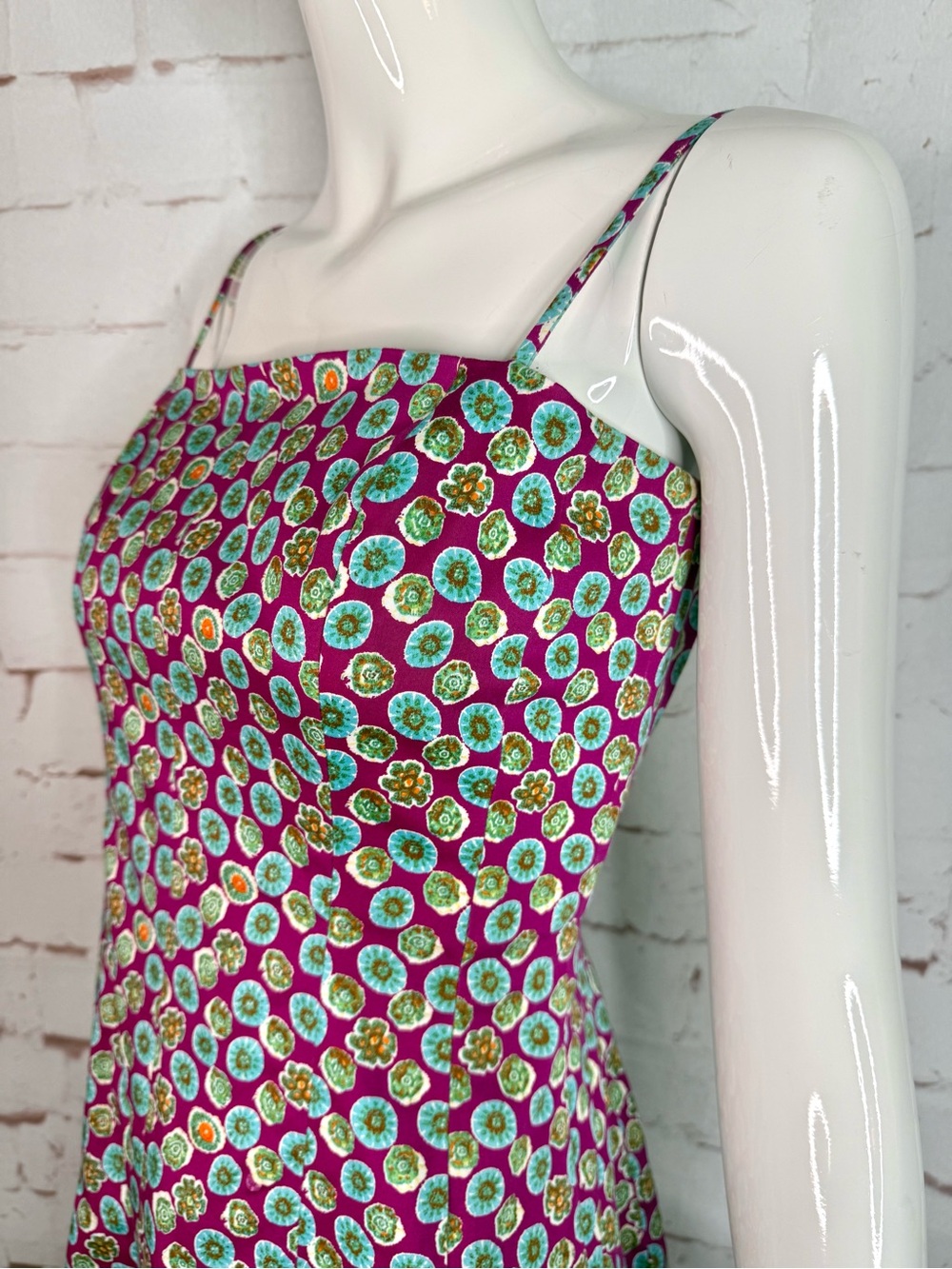 NINE WEST Size 6 Fit and Flare Adjustable Spaghetti Strap Sleeveless Print Dress - Picture 4 of 14